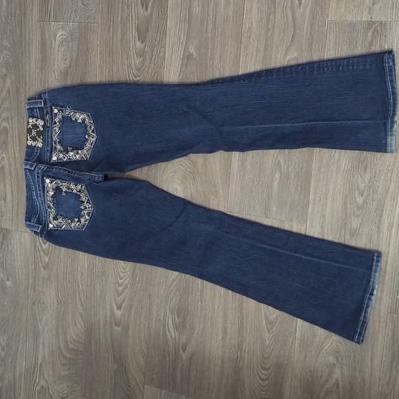 Like New Miss Me Rhinestone Studded Dark Jeans 28x31 easy boot - Picture 1 of 10